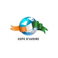 World with cote d`lvoire flag